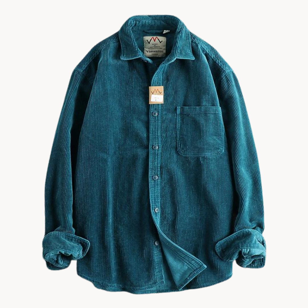 Zach Men's Brown Corduroy Long Sleeve Shirt For Everyday Casual Comfort By TrendAura