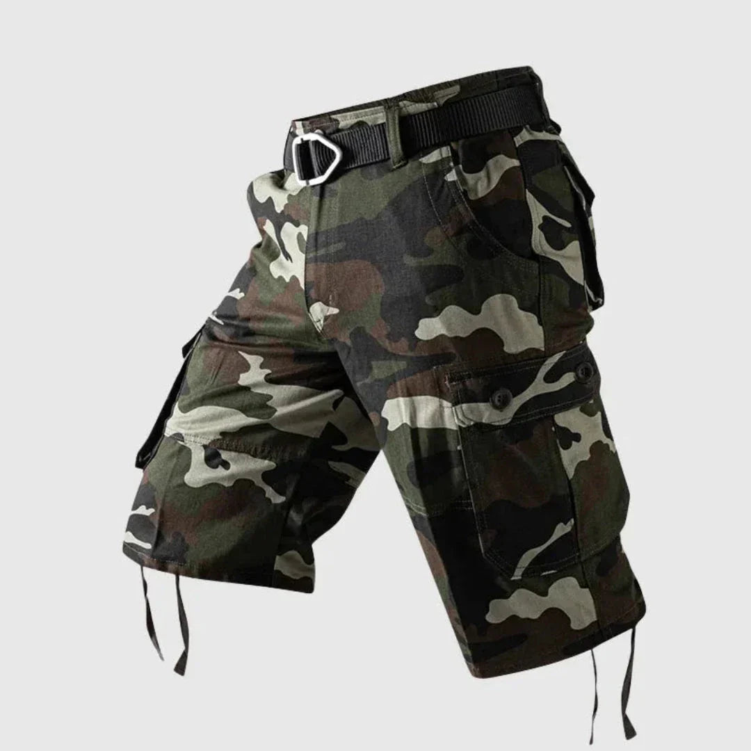 Sian Camouflage Multi Pocket Cargo Shorts Mens Pure Cotton Knee Length Tactical Outdoor Wear