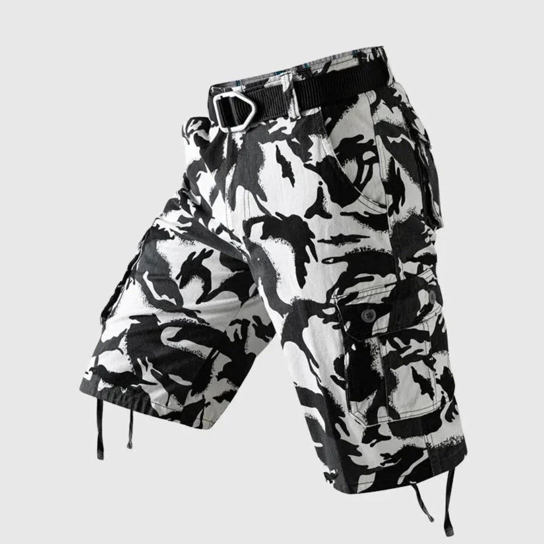 Sian Camouflage Multi Pocket Cargo Shorts Mens Pure Cotton Knee Length Tactical Outdoor Wear