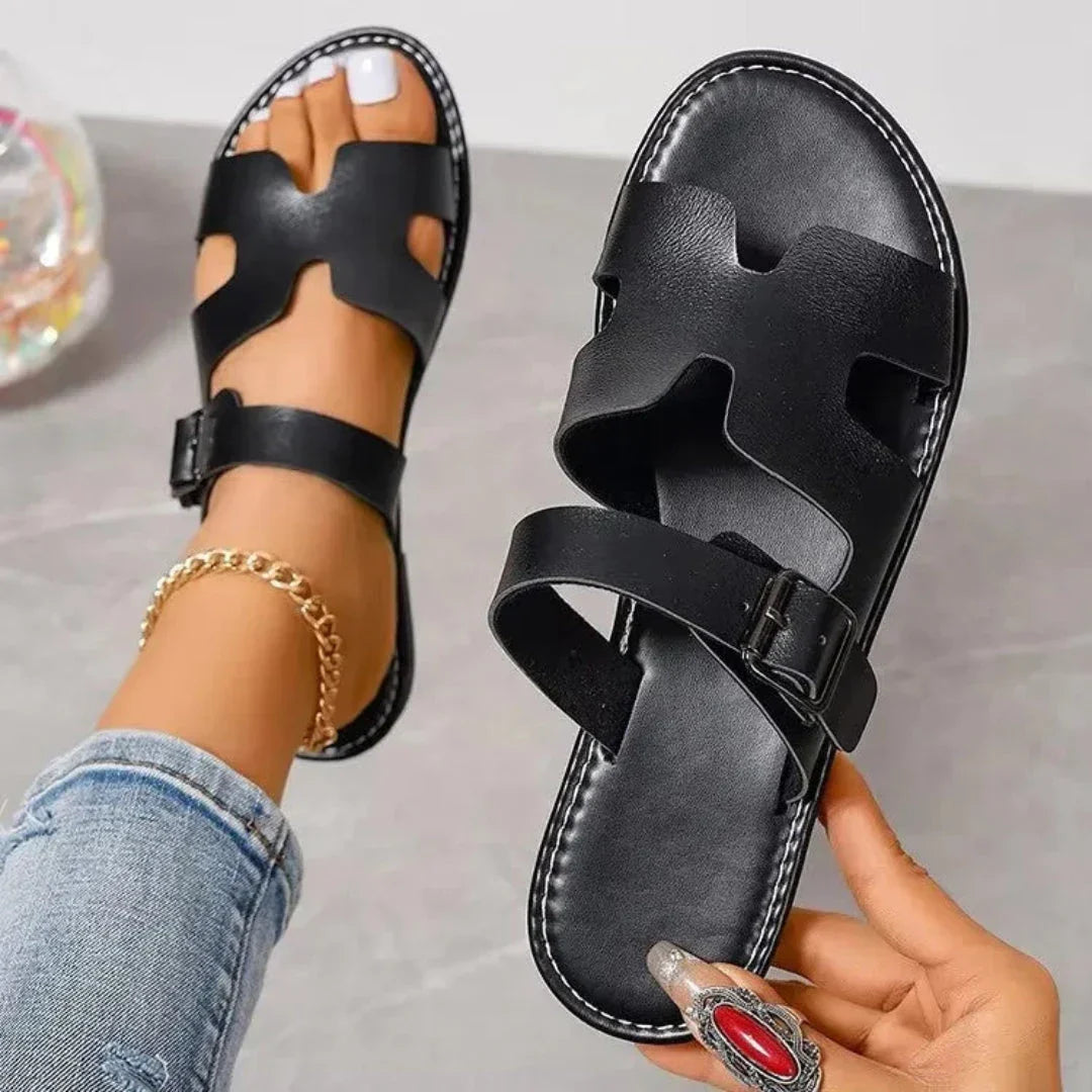 Sienna Faux Leather Buckle Sandals