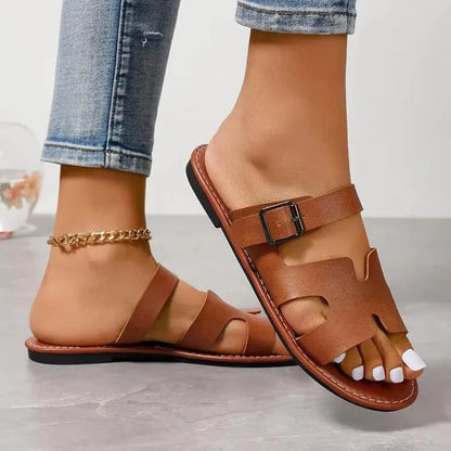 Sienna Faux Leather Buckle Sandals