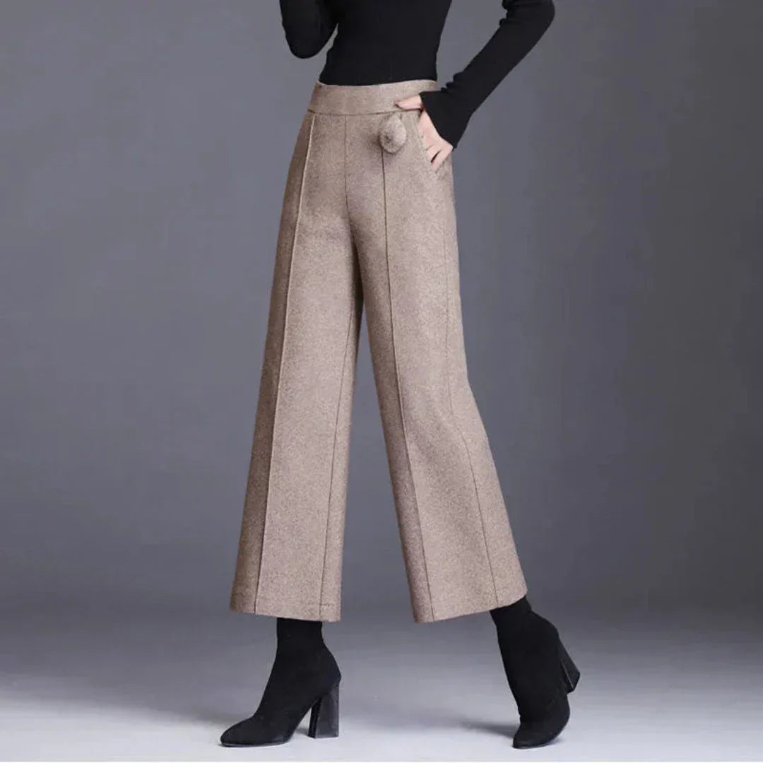 Sienna Wool Blend High-Waisted Wide-Leg Trousers