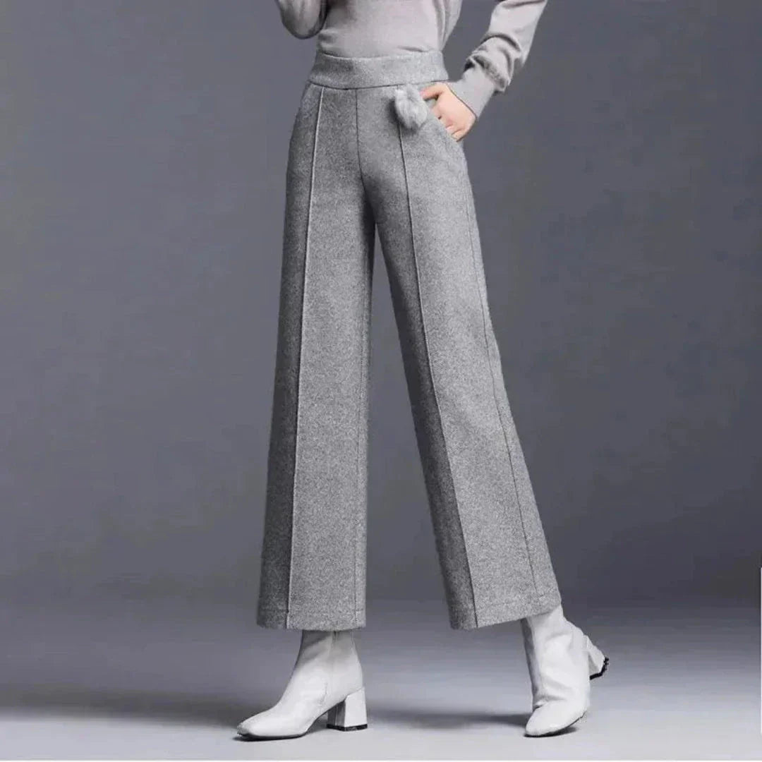Sienna Wool Blend High-Waisted Wide-Leg Trousers