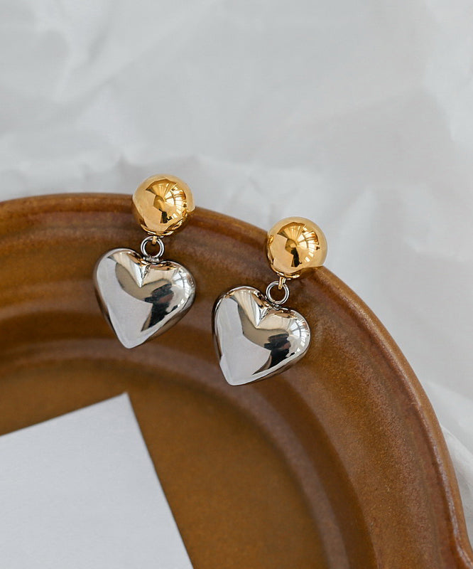 Boucles d'oreilles à tige simples en cuivre colorblock surdoré Love - TrendAura