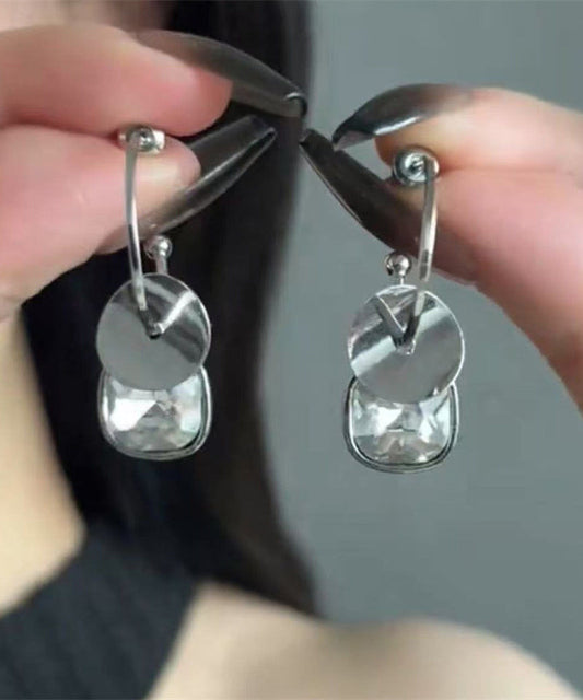 Boucles d'oreilles pendantes simples en soie, acier inoxydable et cristal - TrendAura