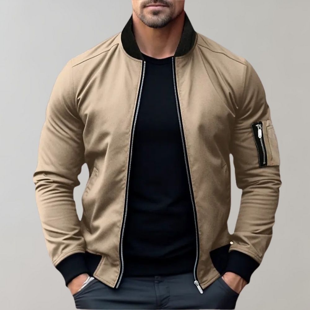 William Slim Fit Zip Up Bomber Jacket For Men Modern Lightweight Outerwear With Clean Detailing