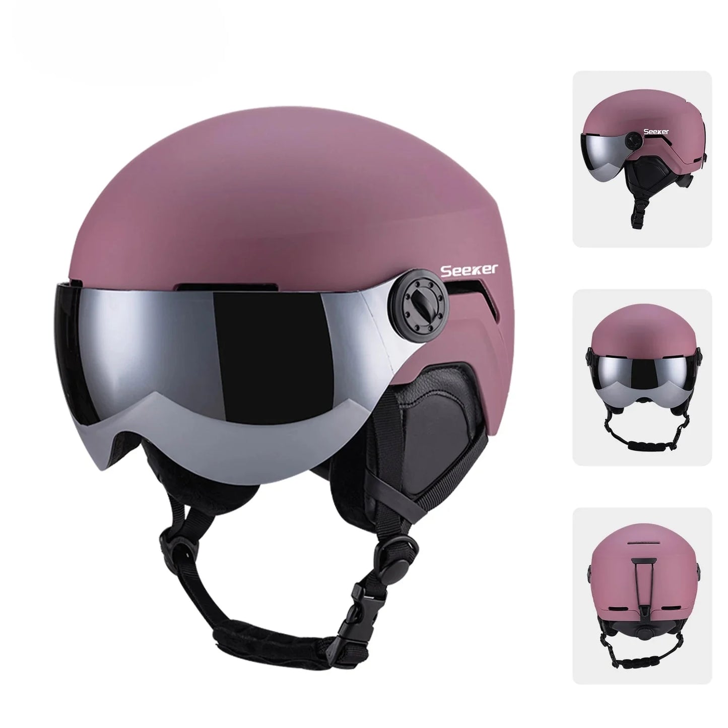 Ski helmet with visor and windproof design