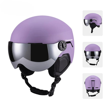Ski helmet with visor and windproof design