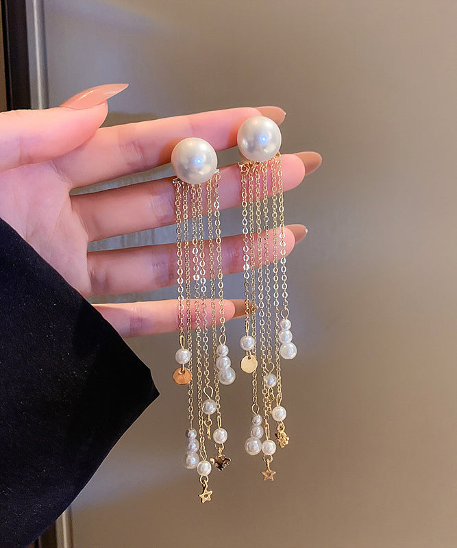 Boucles d'oreilles pendantes fines en alliage de cuivre doré et forme poire - TrendAura