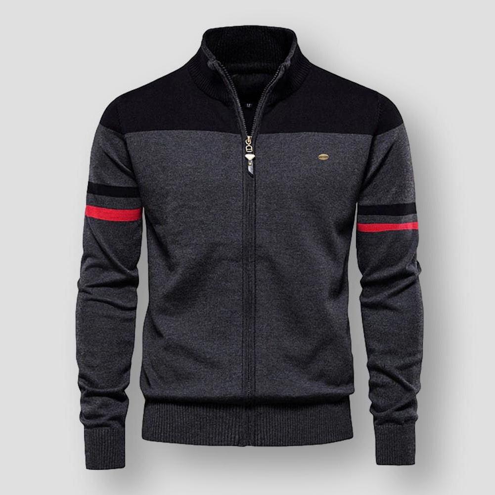 Mens Zip Up Knitted Vest Color Block Design For Men With Full Zip Front And Sporty Look