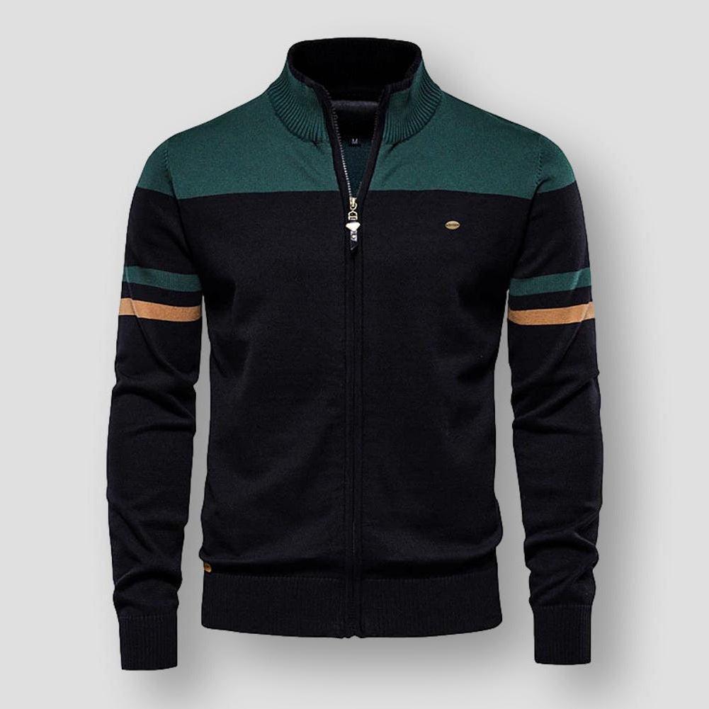 Mens Zip Up Knitted Vest Color Block Design For Men With Full Zip Front And Sporty Look