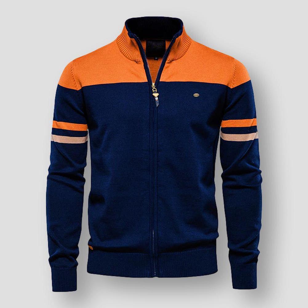 Mens Zip Up Knitted Vest Color Block Design For Men With Full Zip Front And Sporty Look