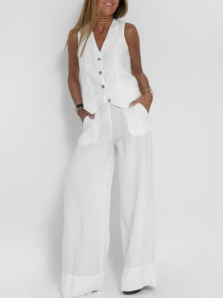 Sleeveless White Suit for Women – Effortless Style & Comfort