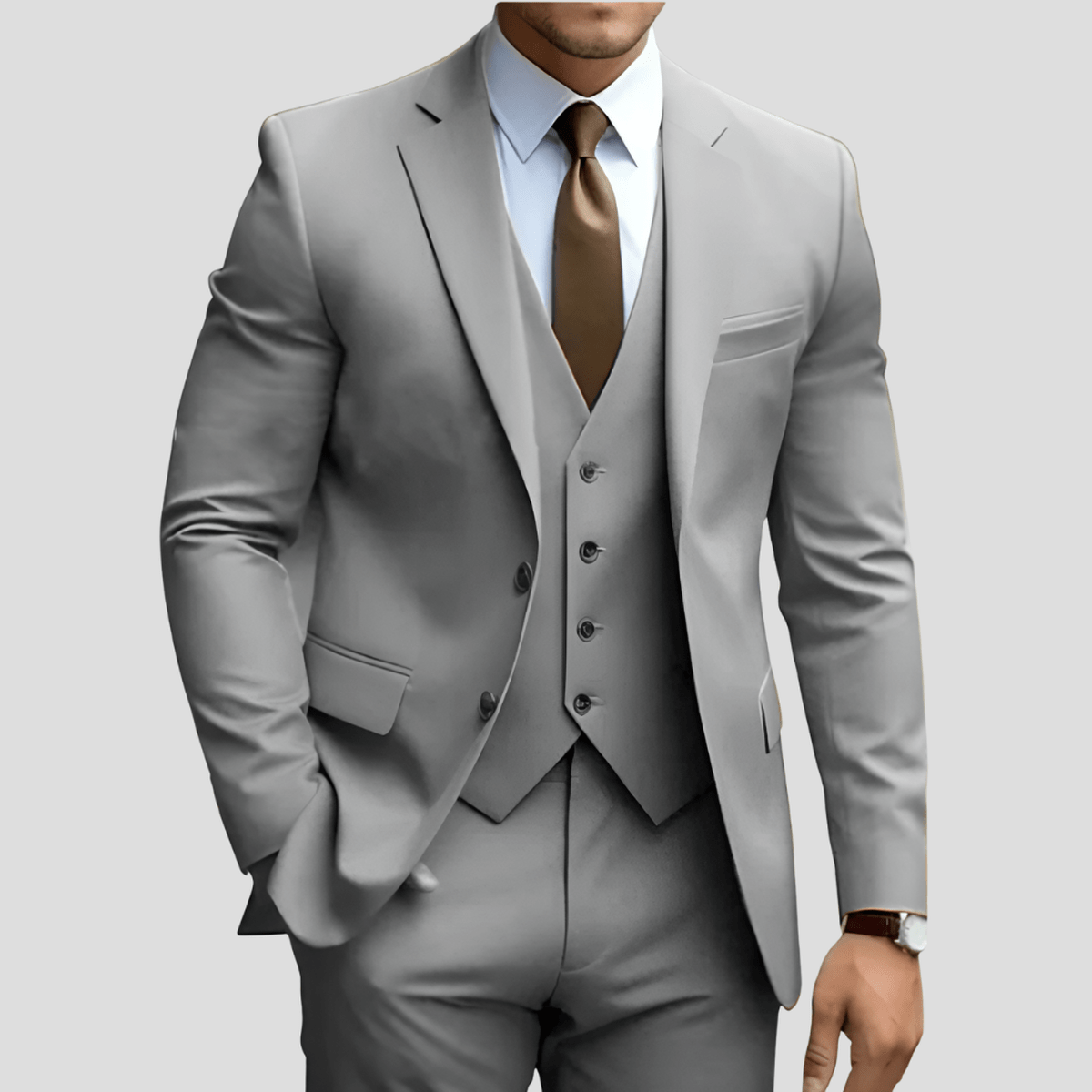 Drew Men's Three Piece Executive Formal Suit Set by TrendAura Light Blue Modern Business Attire for Professionals
