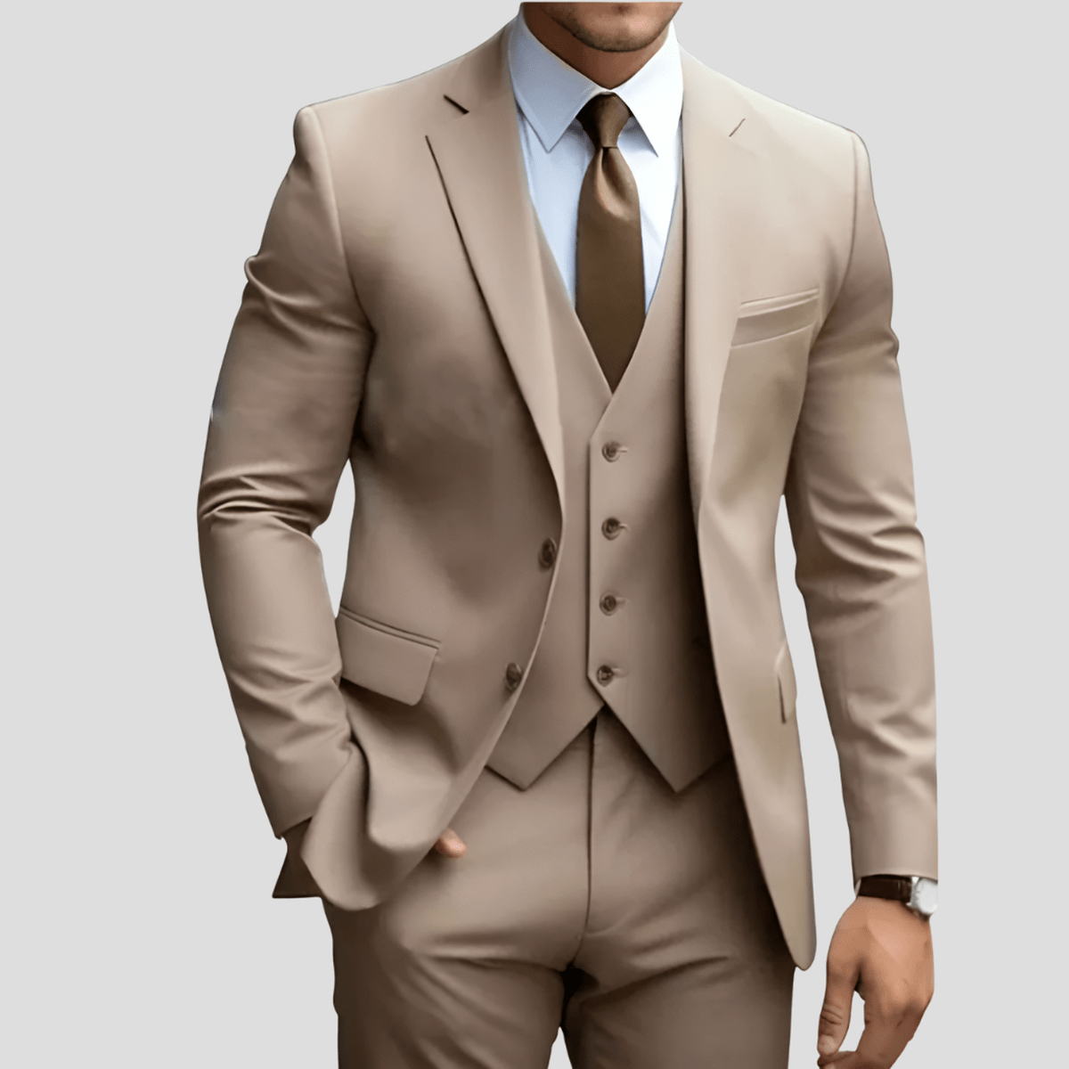 Drew Men's Three Piece Executive Formal Suit Set by TrendAura Light Blue Modern Business Attire for Professionals