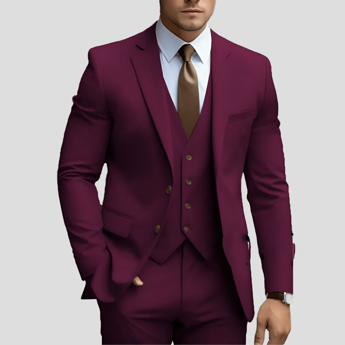 Drew Men's Three Piece Executive Formal Suit Set by TrendAura Light Blue Modern Business Attire for Professionals