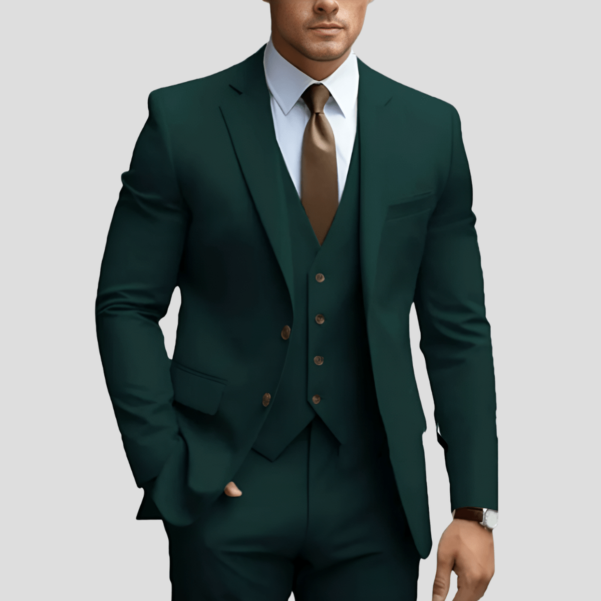 Drew Men's Three Piece Executive Formal Suit Set by TrendAura Light Blue Modern Business Attire for Professionals