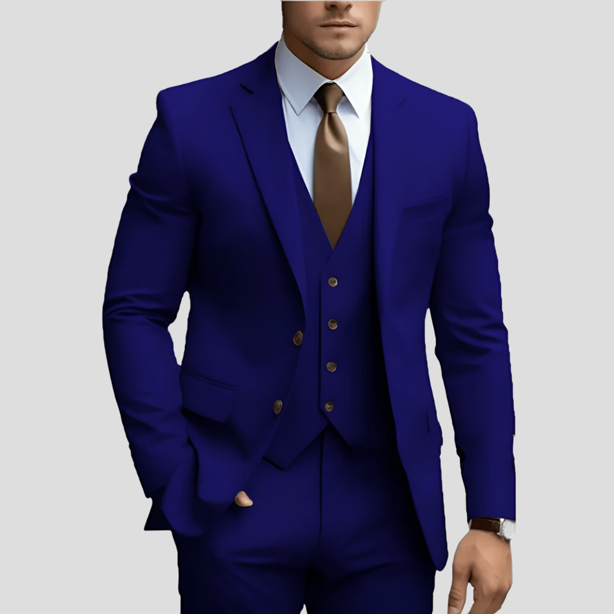 Drew Men's Three Piece Executive Formal Suit Set by TrendAura Light Blue Modern Business Attire for Professionals