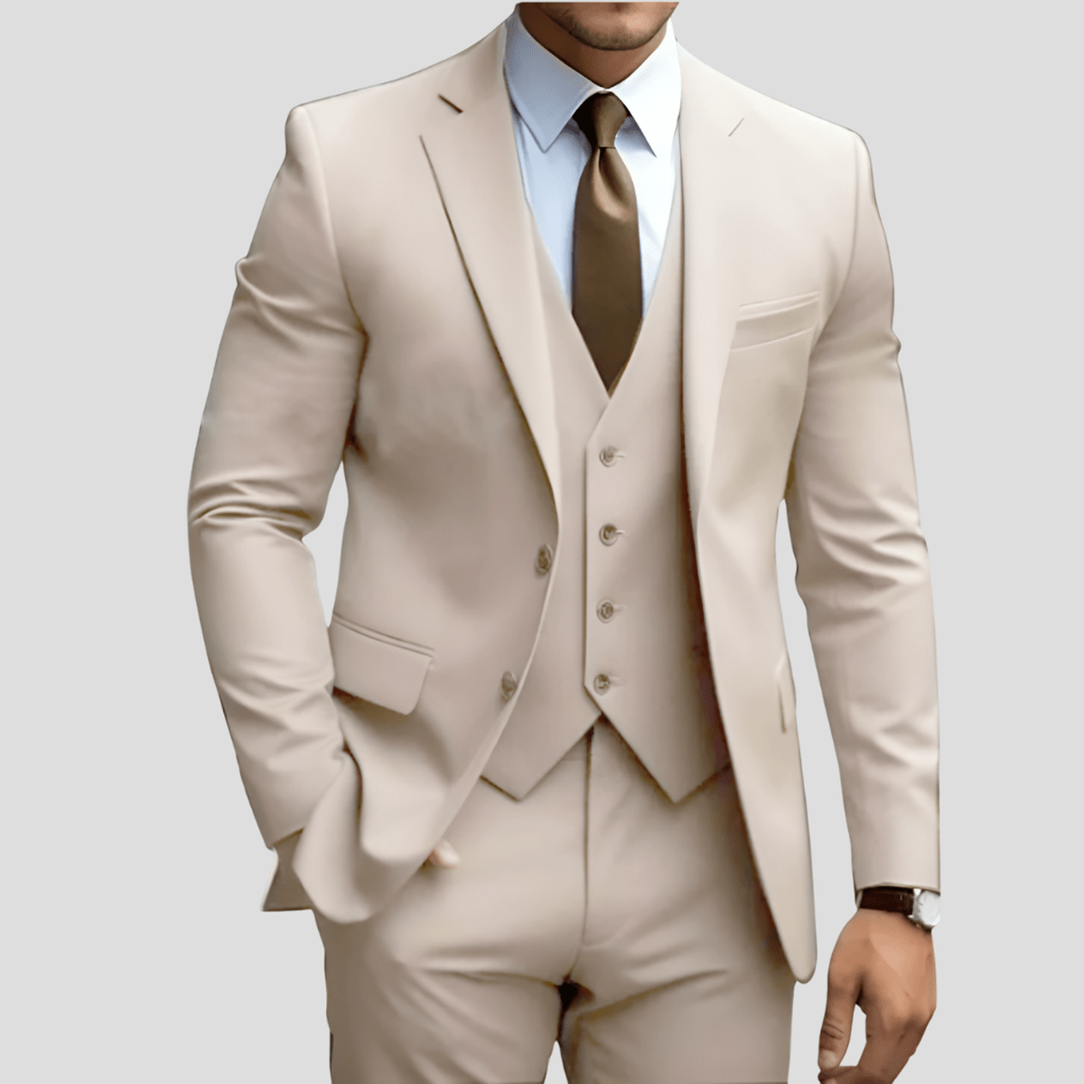 Drew Men's Three Piece Executive Formal Suit Set by TrendAura Light Blue Modern Business Attire for Professionals