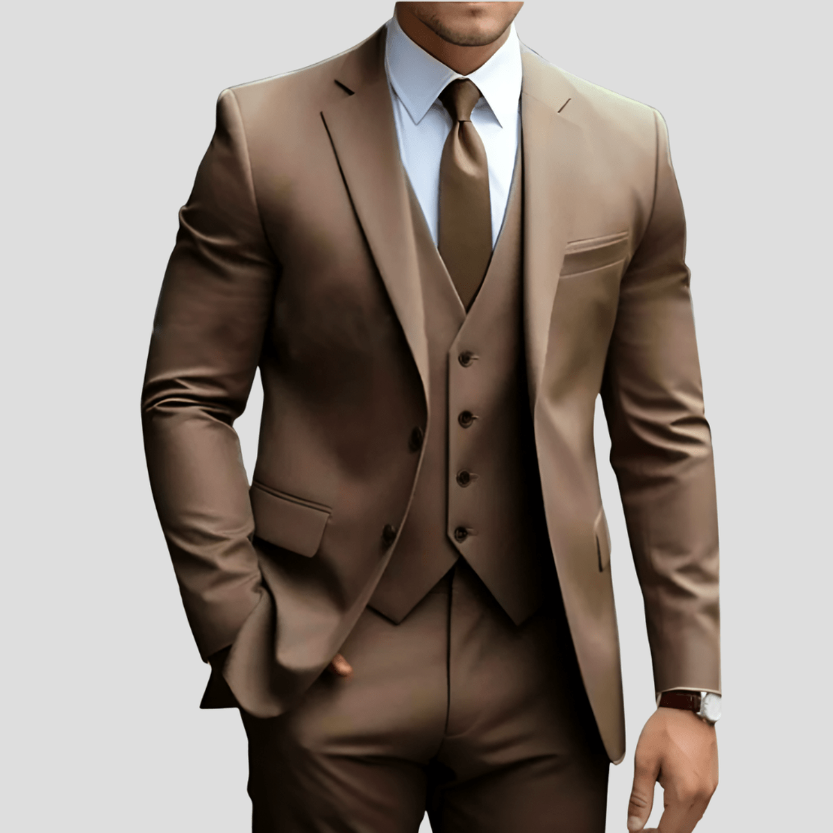 Drew Men's Three Piece Executive Formal Suit Set by TrendAura Light Blue Modern Business Attire for Professionals