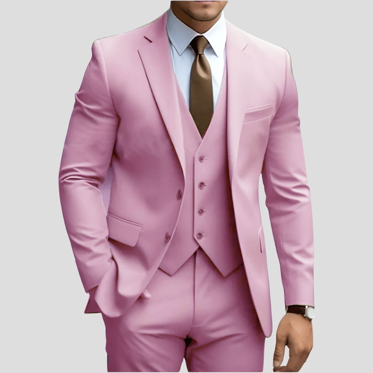 Drew Men's Three Piece Executive Formal Suit Set by TrendAura Light Blue Modern Business Attire for Professionals