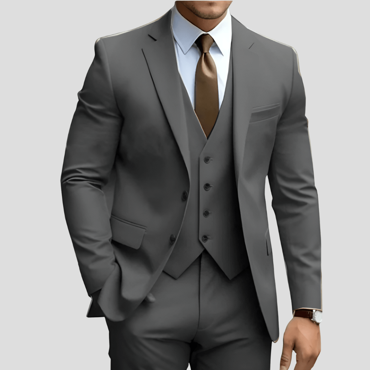 Drew Men's Three Piece Executive Formal Suit Set by TrendAura Light Blue Modern Business Attire for Professionals