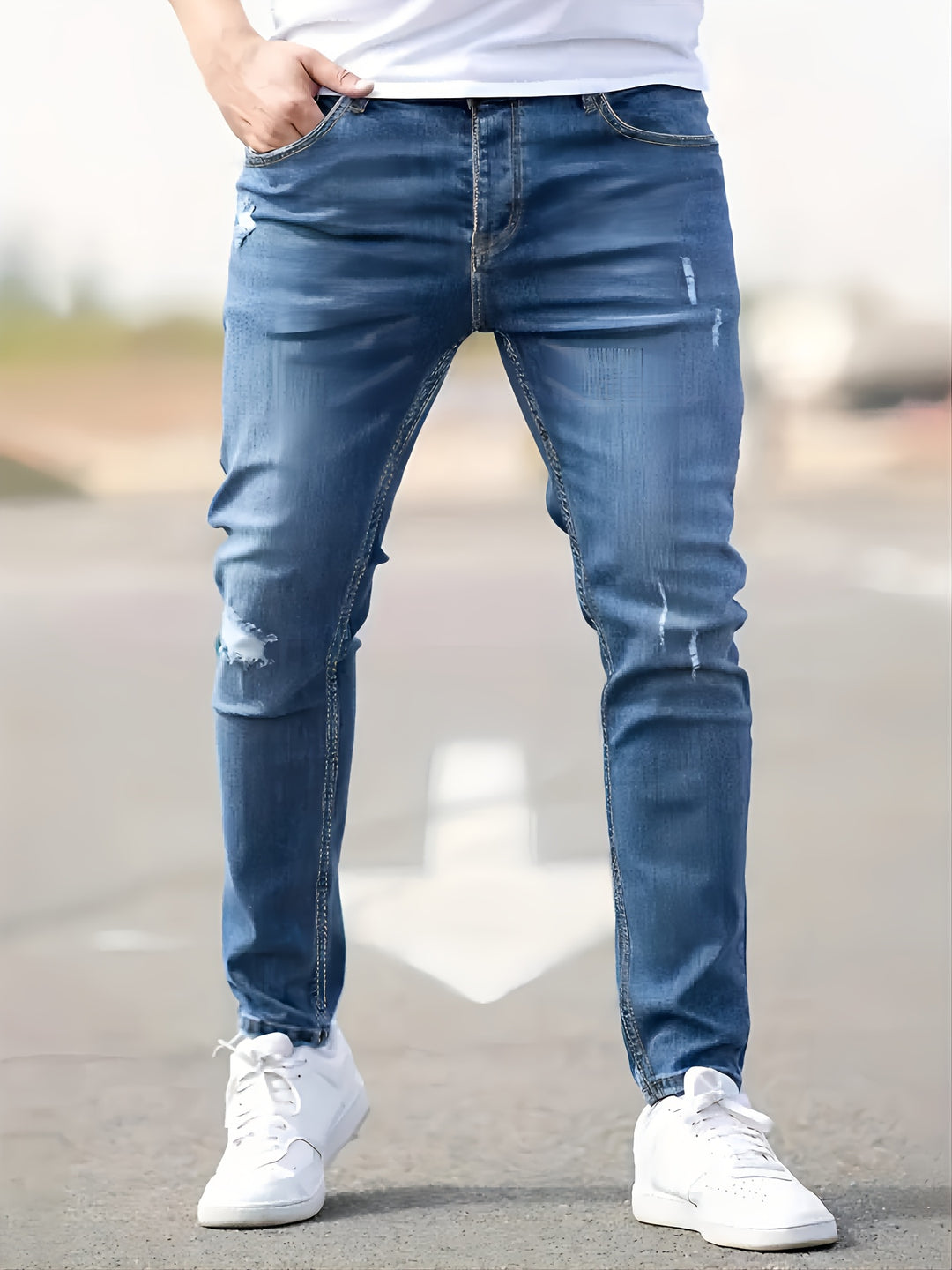 Slim-fit men's jeans made from stretch denim