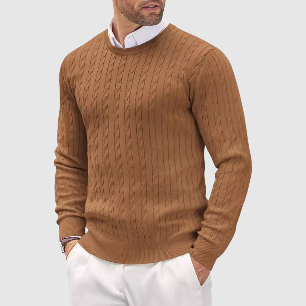 Slim Fit Cozy Layer Men's Knitted Wool Sweater By TrendAura With Premium Knit Fabric And Twisted Knit Design