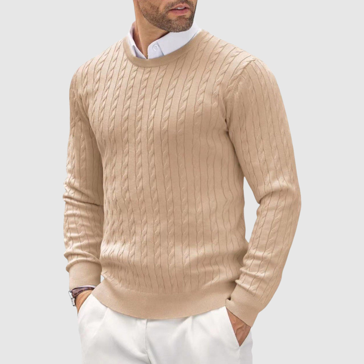 Slim Fit Cozy Layer Men's Knitted Wool Sweater By TrendAura With Premium Knit Fabric And Twisted Knit Design