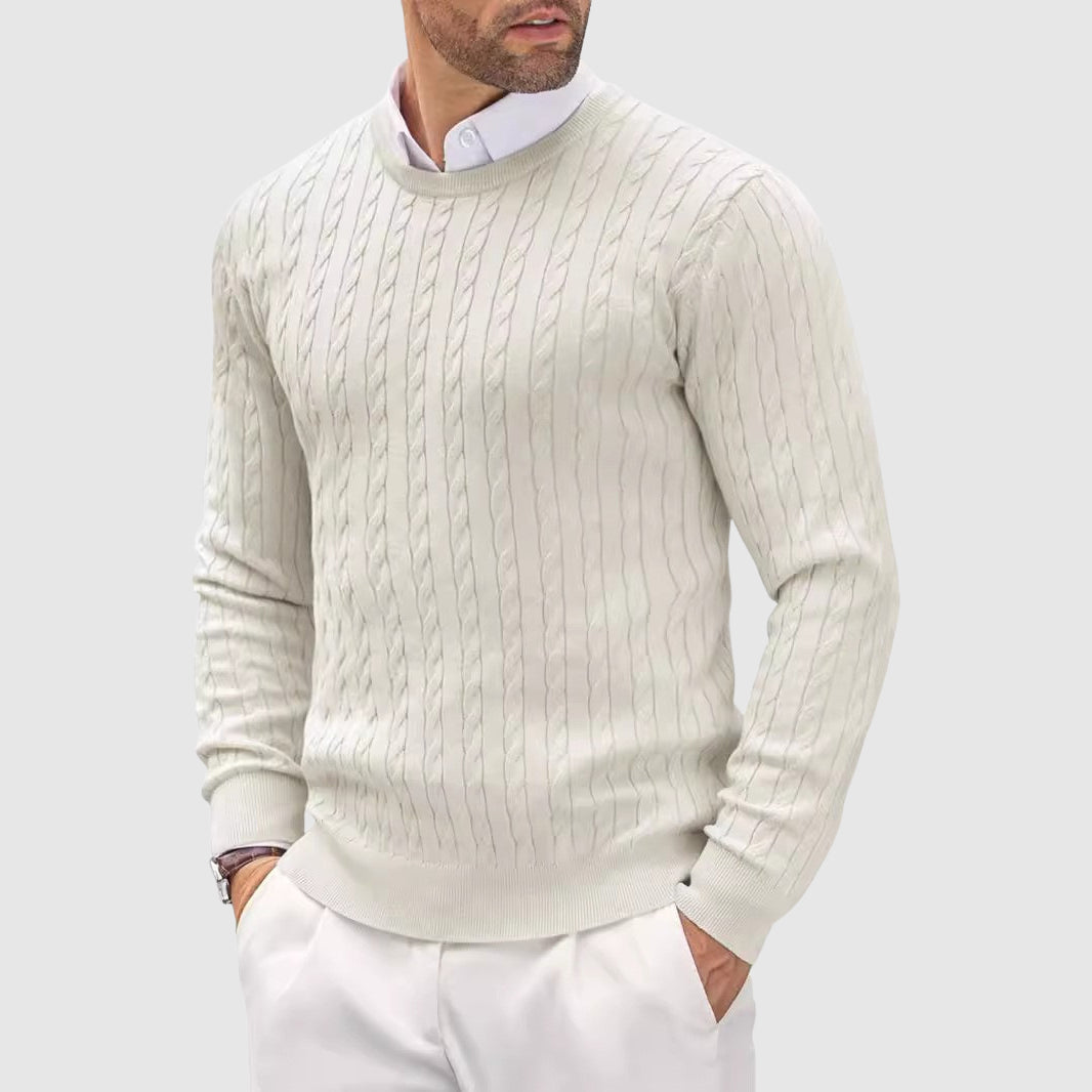 Slim Fit Cozy Layer Men's Knitted Wool Sweater By TrendAura With Premium Knit Fabric And Twisted Knit Design