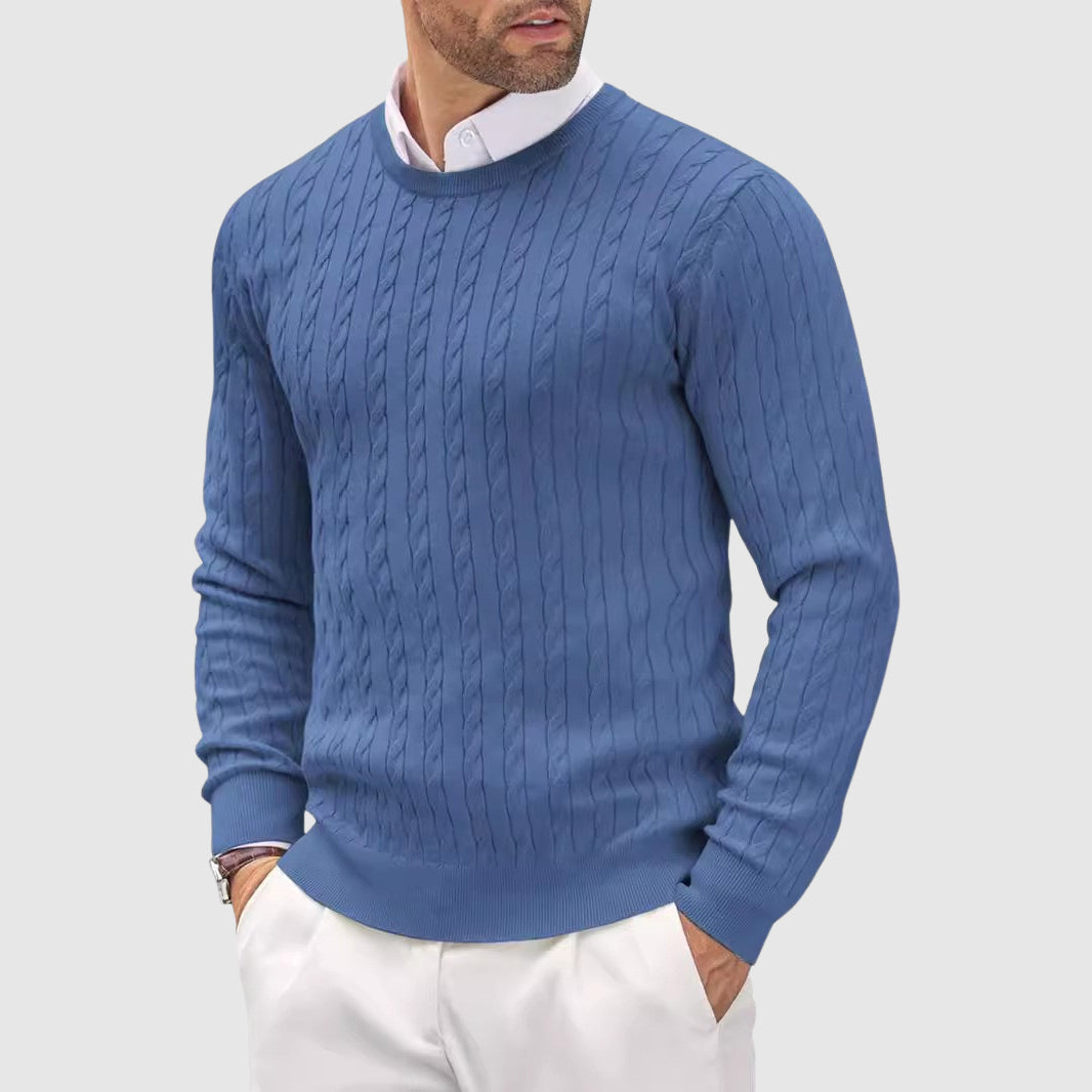 Slim Fit Cozy Layer Men's Knitted Wool Sweater By TrendAura With Premium Knit Fabric And Twisted Knit Design