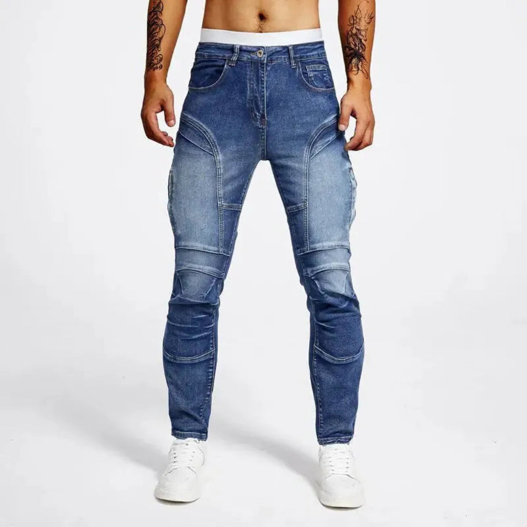 Slim Fit Moto Jeans made of Premium Stretch Denim with Panel Seams