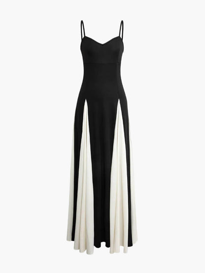 Women's Maxi Dress with Black-and-White Design and Flowing Silhouette