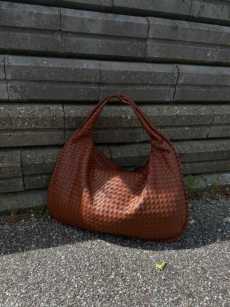Jackie Woven Crossbody Bag With Lattice Design In Soft Vegan Leather For Everyday Chic Women