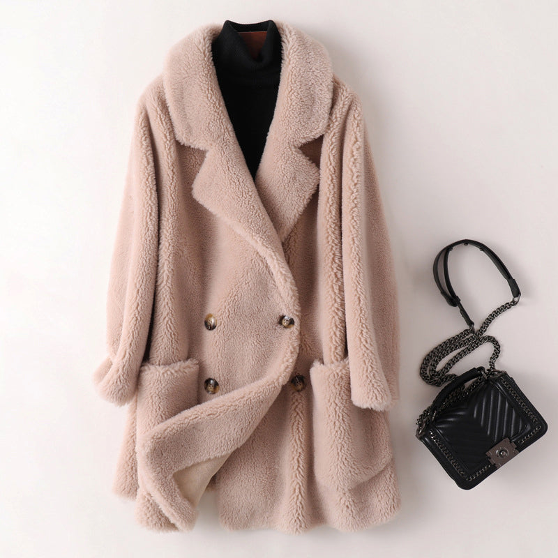 Léa Faux Fur Shearling Coat For Women Ultra Warm Luxe Texture Oversized Cocoon Fit