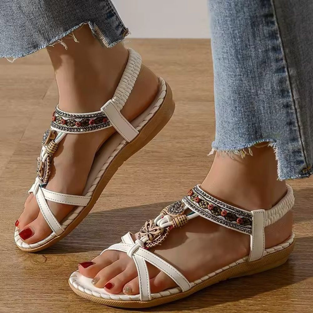 Women's Boho Woven Sandals with Adjustable Straps and Breathable Design