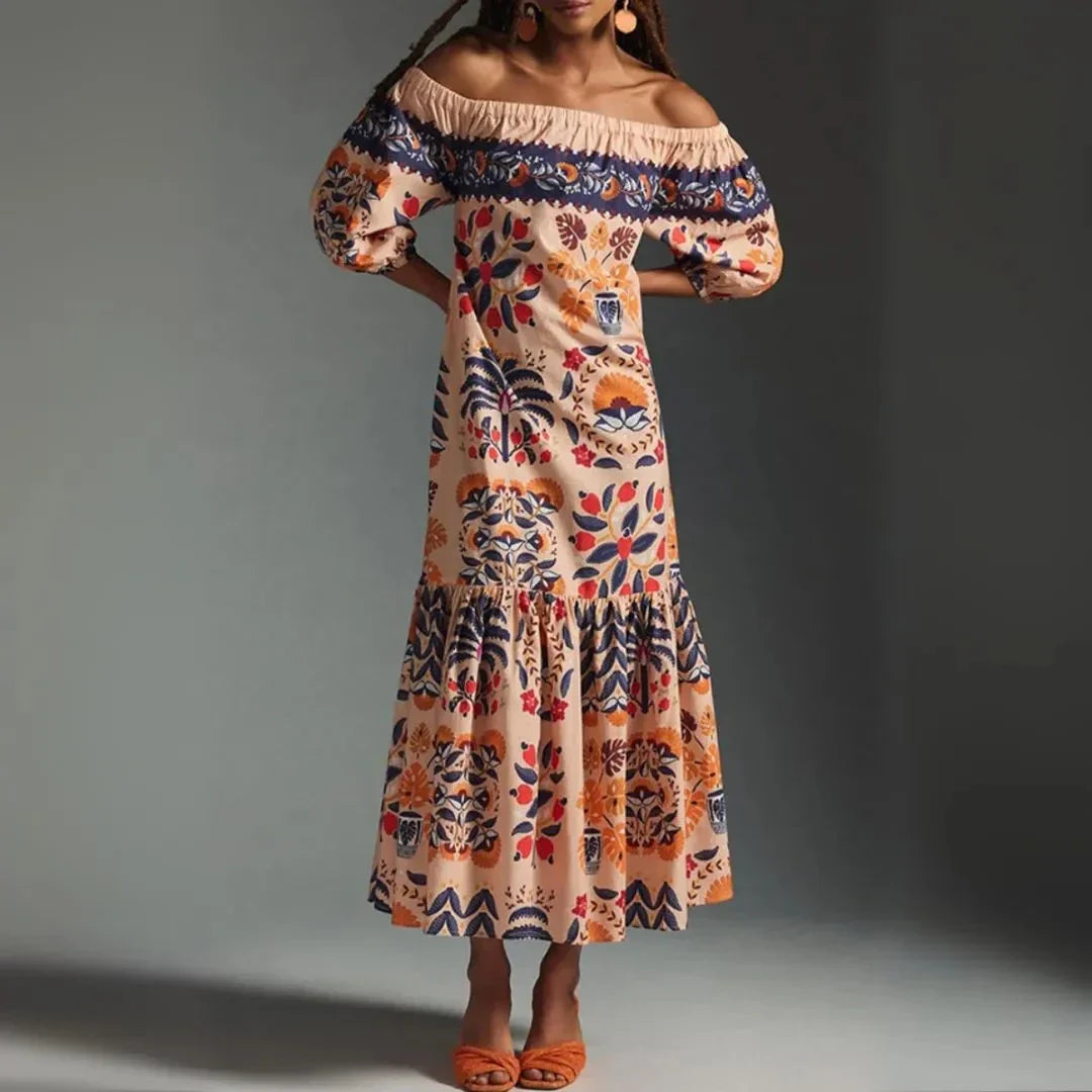 Solana Off-Shoulder Boho Maxi Dress