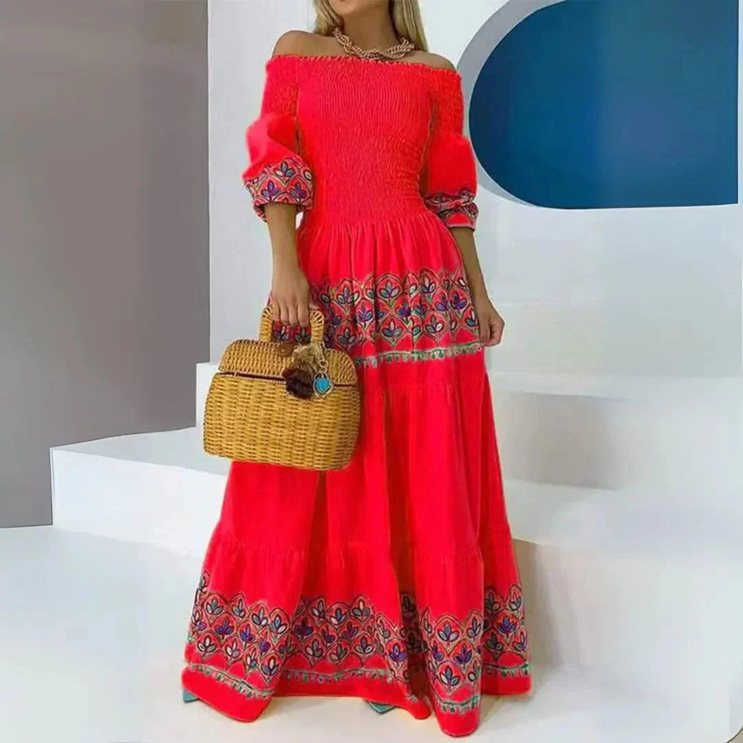 Solana Off-Shoulder Smocked Maxi Dress