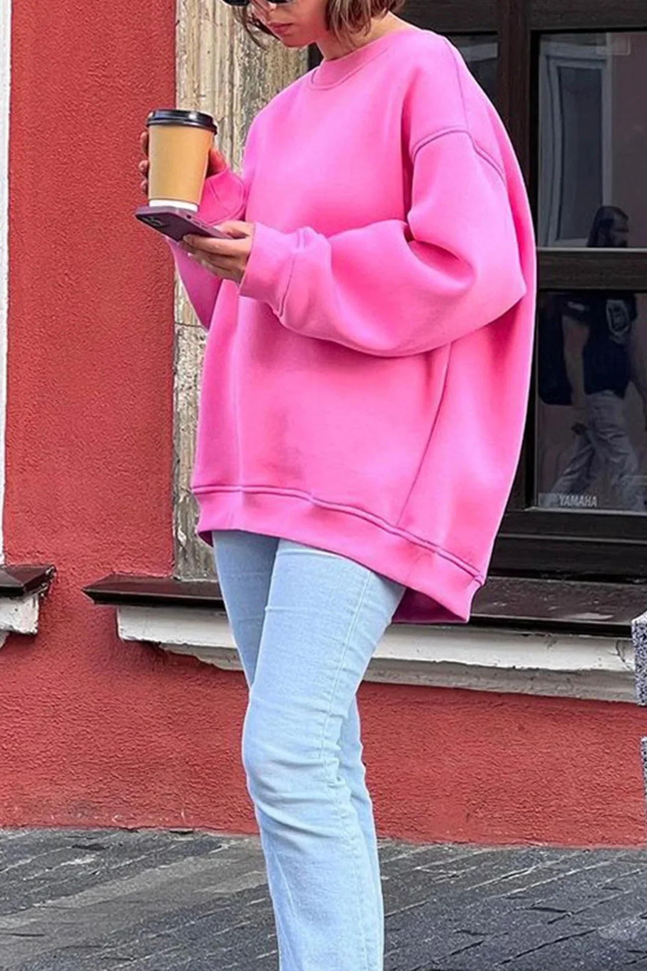 Lola Oversized Sweatshirt Organic Cotton Cozy Crew Neck For Women Effortless Chic Comfort