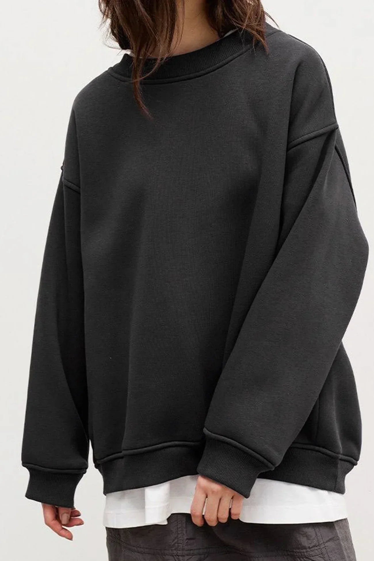 Lola Oversized Sweatshirt Organic Cotton Cozy Crew Neck For Women Effortless Chic Comfort