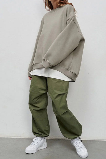 Lola Oversized Sweatshirt Organic Cotton Cozy Crew Neck For Women Effortless Chic Comfort