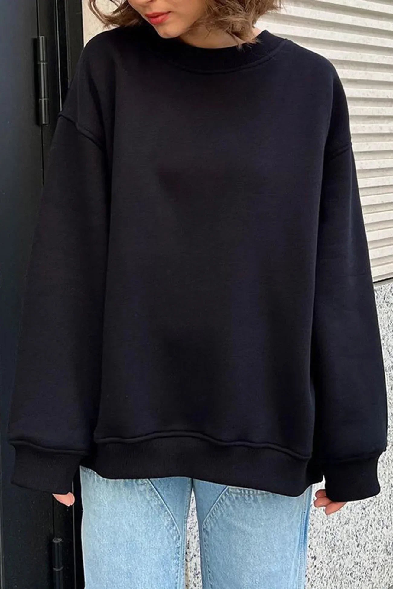 Lola Oversized Sweatshirt Organic Cotton Cozy Crew Neck For Women Effortless Chic Comfort