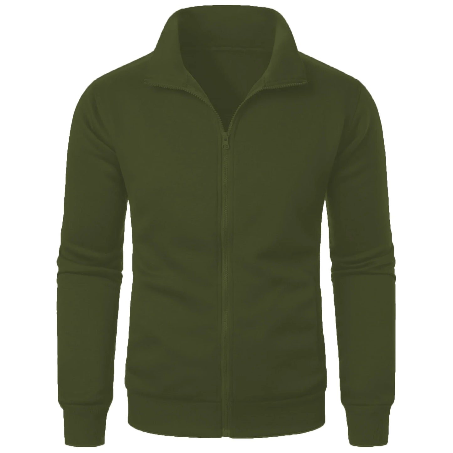 Sporty men's hoodie with stand-up collar and zipper