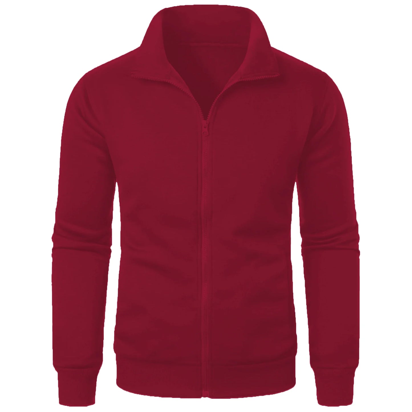 Sporty men's hoodie with stand-up collar and zipper