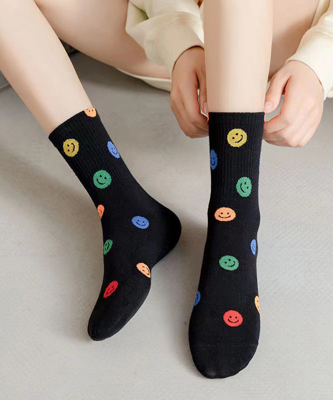 Chaussettes mi-mollet japonaises mignonnes avec visage souriant, printemps-automne - TrendAura