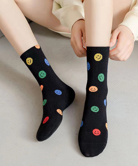 Chaussettes mi-mollet japonaises mignonnes avec visage souriant, printemps-automne - TrendAura