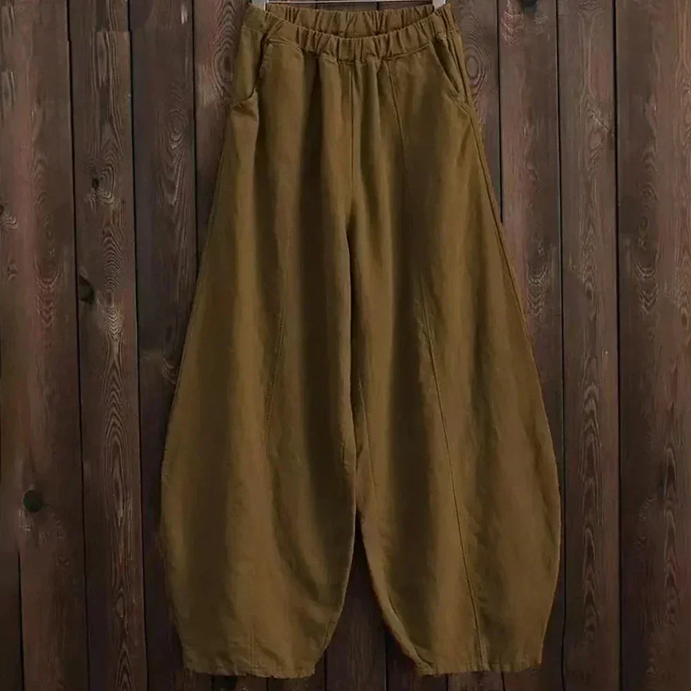 Women’s Wide Leg Pants – Relaxed Fit – Full Length – Elastic Waist – Casual Style