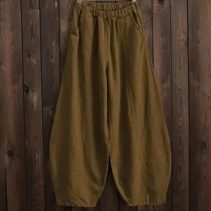 Women’s Wide Leg Pants – Relaxed Fit – Full Length – Elastic Waist – Casual Style