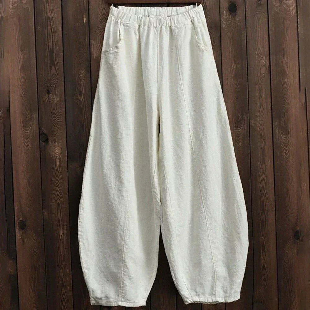 Women’s Wide Leg Pants – Relaxed Fit – Full Length – Elastic Waist – Casual Style