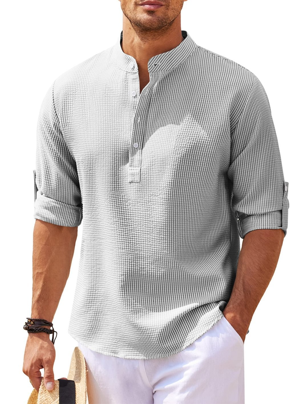 Jack Premium High Collar Cotton Blend Casual Shirt For Men Breathable Durable Comfort